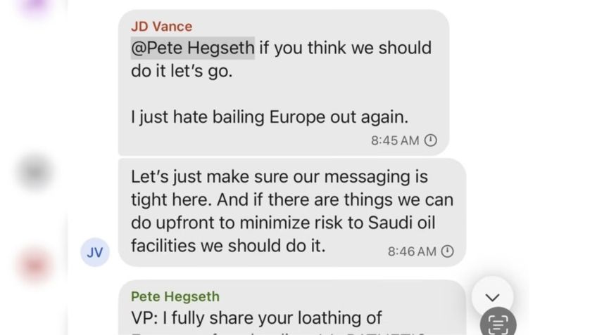 Conversa do grupo do governo Trump que acidentalmente compartilhou planos de guerra com jornalista do The Atlantic • Reprodução The Atlantic