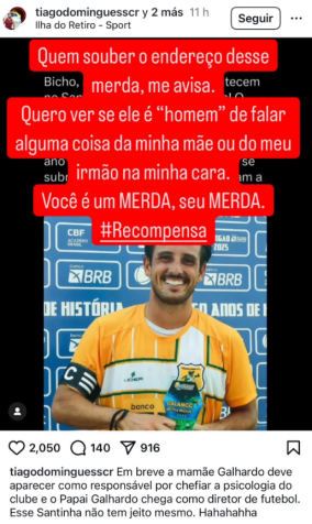Thiago Galhardo ameaça influencer • Reprodução / Redes Sociais