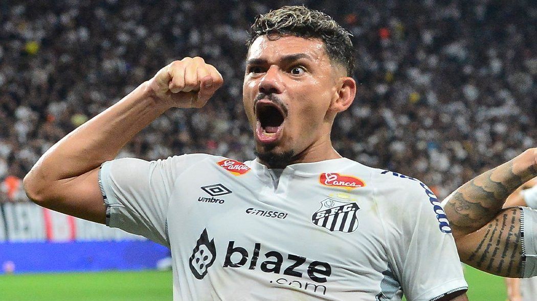 Tiquinho comemora gol do Santos contra o Corinthians