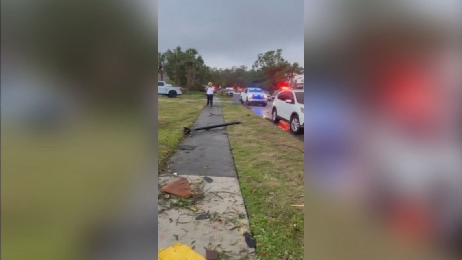 Mulher dentro de carro registra tornado em Lake Mary, na Flórida.