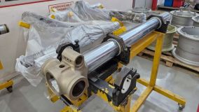 Trem de pouso dianteiro de um Airbus A320 no centro de manutenção da Latam em São Carlos (SP)