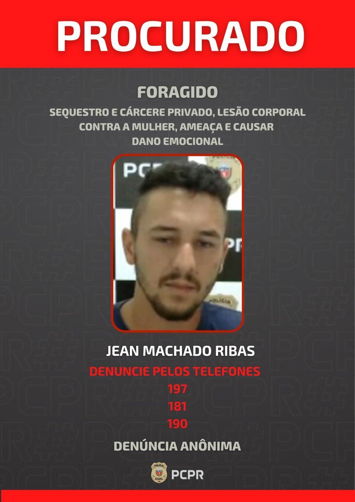O homem que manteve sua esposa em cárcere privado por cerca de cinco anos, foi identificado como Jean Machado Ribas pela Polícia Civil do Paraná • Divulgação/PCPR