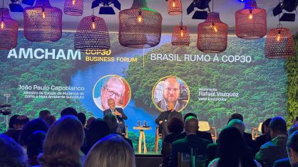 Evento COP30 Business Forum, promovido pela Amcham Brasil, em São Paulo