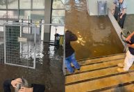 Chuva forte com granizo atinge São Paulo e ABC; estação de trem alaga