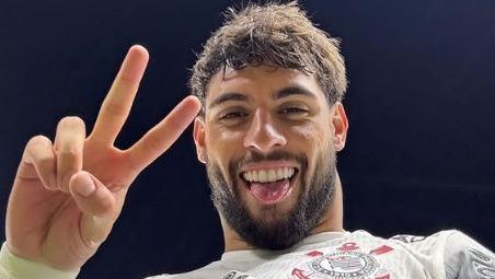 Yuri Alberto comemora o gol marcado na final contra o Palmeiras