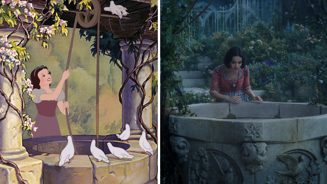 animação e live-action de branca de neve