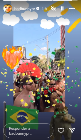 Bad Bunny compartilha vídeo do Carnaval de SP • Reprodução/Bad Bunny