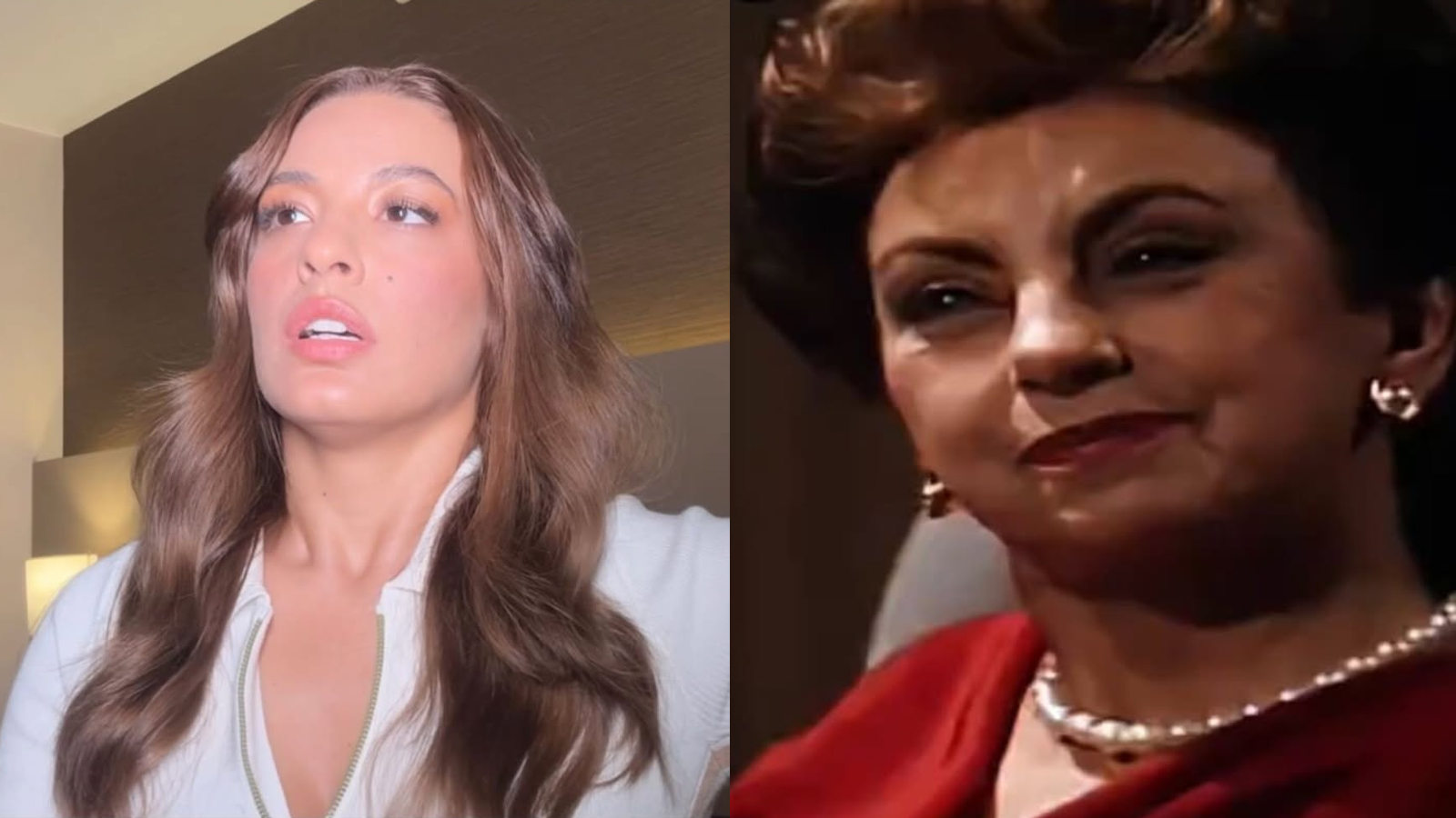 Beatriz Reis imitou uma cena da protagonista Odete Roitman da versão original de "Vale Tudo"