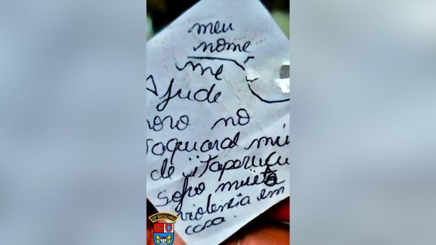 Bilhete escrito pela vítima • Reprodução/PMPR