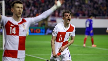 Budimir comemora gol da Croácia contra a França