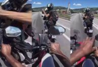 Vídeo: Motoboy grava furto do próprio celular enquanto dirigia em SP