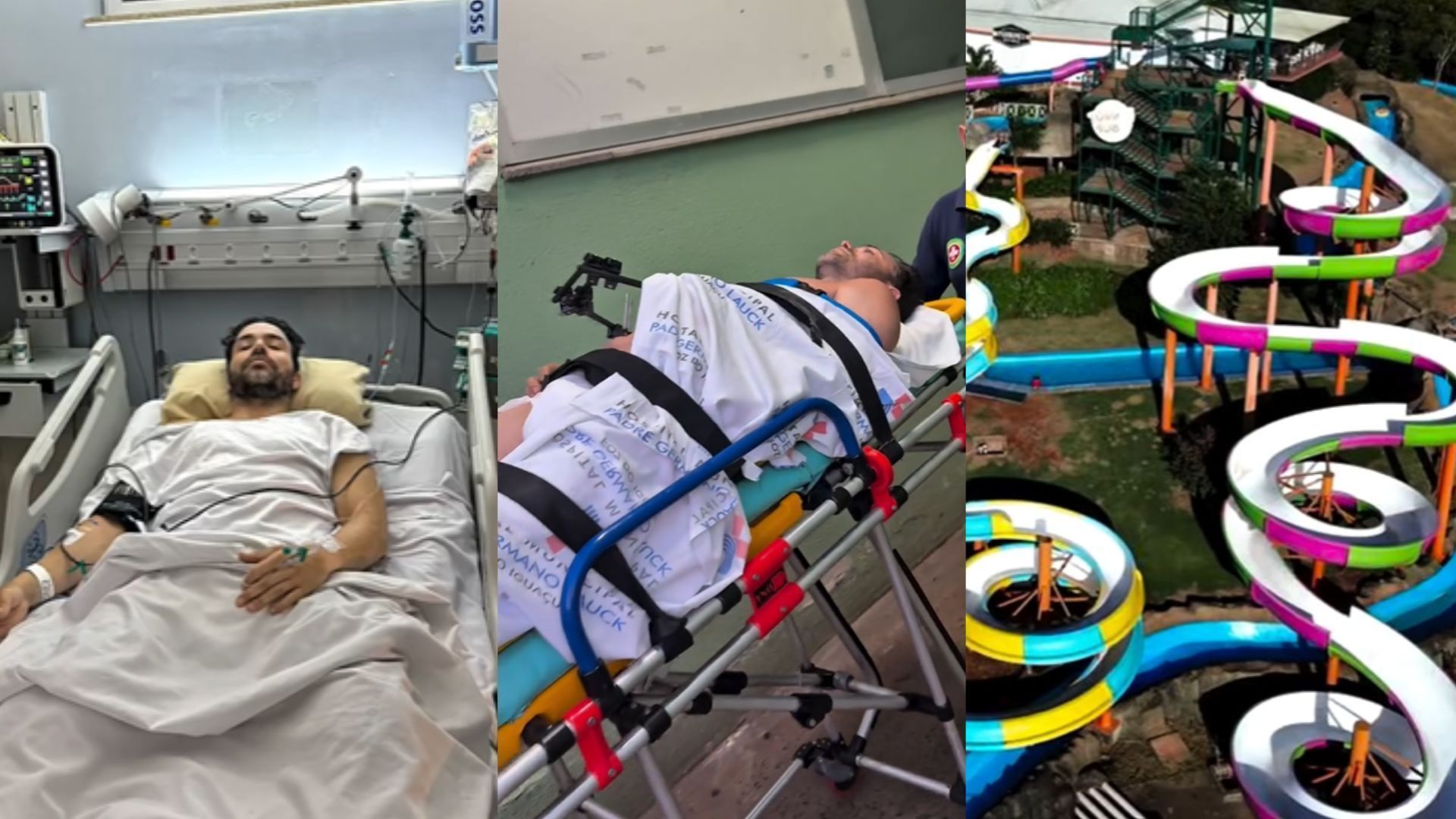 Homem sofre queda de toboágua e fratura cinco ossos em parque aquático