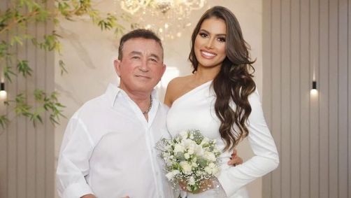 Calita e Amado Batista se casaram em uma cerimônia intimista