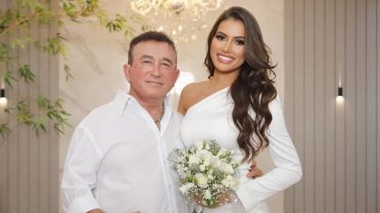 Calita e Amado Batista se casaram em uma cerimônia intimista