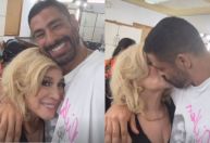 Cauã Reymond beija Susana Vieira nos bastidores de "Vale Tudo"