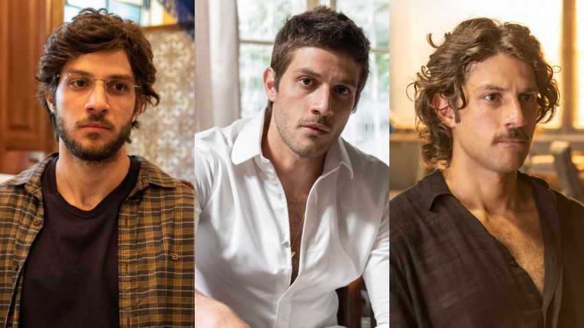 Chay Suede como Danilo, Ari e Mavi • Victor Pollak, Fábio Rocha e Léo Rosario//TV Globo