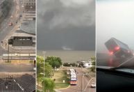 Ventos de 110 km/h varrem Porto Alegre, geram tromba d'água e viram carreta