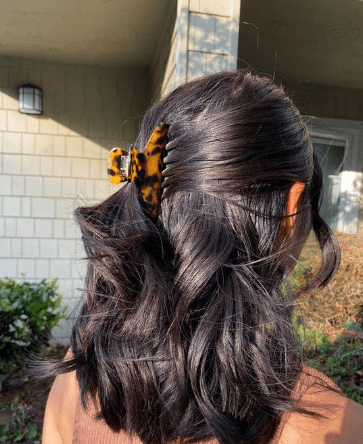 Inspiração de cabelo meio-preso básico com piranha • Reprodução/Pinterest