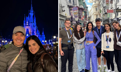 Vera Viel e Rodrigo Faro viajam em família à Disney; veja fotos