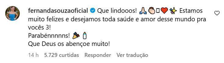 Fernanda Souza parabeniza Thiaguinho e Carol Peixinho por 1ª gravidez • Instagram/Carol Peixinho