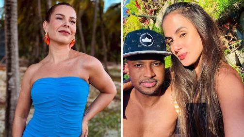 Fernanda Souza parabeniza Thiaguinho e Carol Peixinho por 1ª gravidez