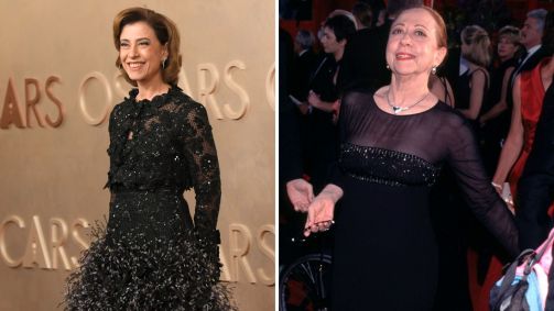 Fernanda Torres e Fernanda Montenegro durante suas respectivas participações no Oscar