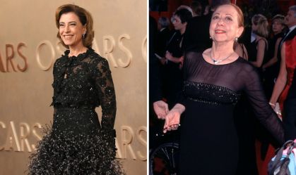 Fernanda Torres e Fernanda Montenegro durante suas respectivas participações no Oscar