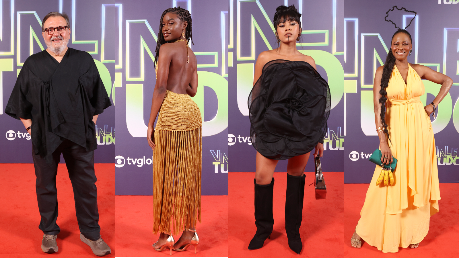 Elenco do remake de "Vale Tudo" no tapete vermelho da festa de lançamento da novela