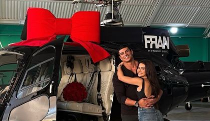 Tony Maleh presenteou Franciny Ehlke com um helicóptero