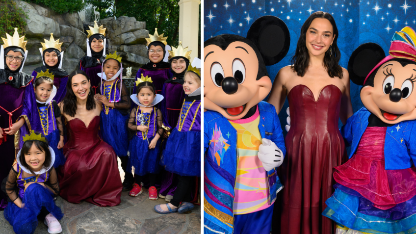 Na Disney, Gal Gadot posou com personagens e fãs • X/Walt Disney Studios