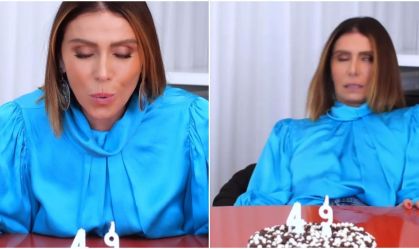 Giovanna Antonelli "desmaia" ao ver idade em bolo e vira meme na web