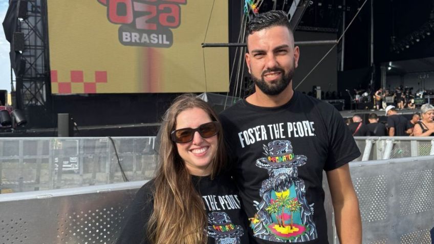 O técnico de automação Michel usa camiseta da banda para agradar a mulher, a técnica de enfermagem Gisele Vieira • Nicoly Bastos