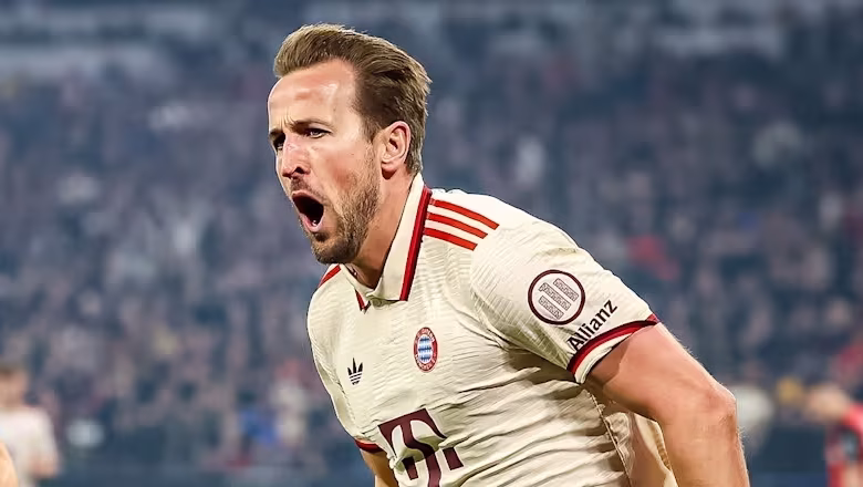 Harry Kane, do Bayern de Munique, em partida contra o Leverkusen