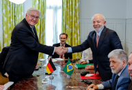 Lula se reúne com o presidente alemão Frank-Walter Steinmeier no Uruguai
