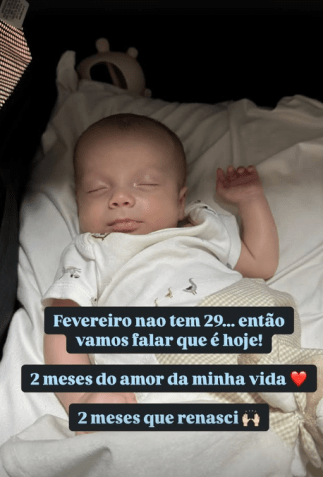 Isabel Veloso comemora os dois meses do filho, Arthur • Reprodução/Instagram