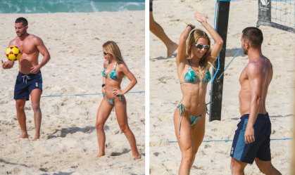 Jade Picon e André Lamoglia curtem vôlei juntos na praia; veja fotos
