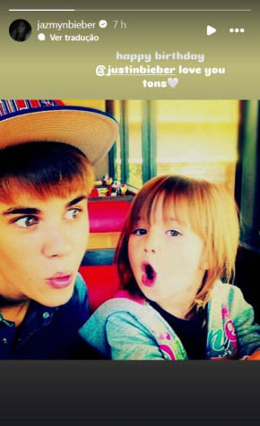 Justin Bieber e a irmã, Jazmyn Bieber • Reprodução/Instagram