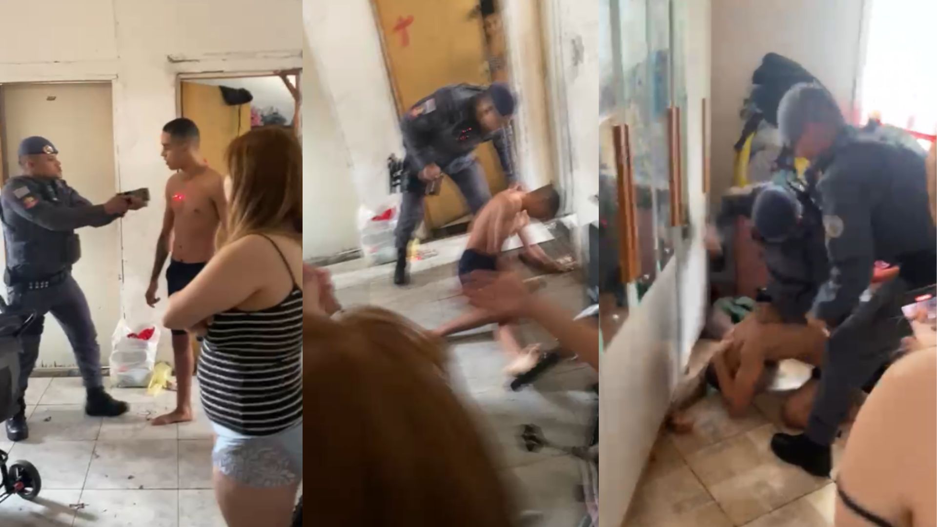 Vídeo: Morador agredido por PM com taser e socos após invasão de casa em SP