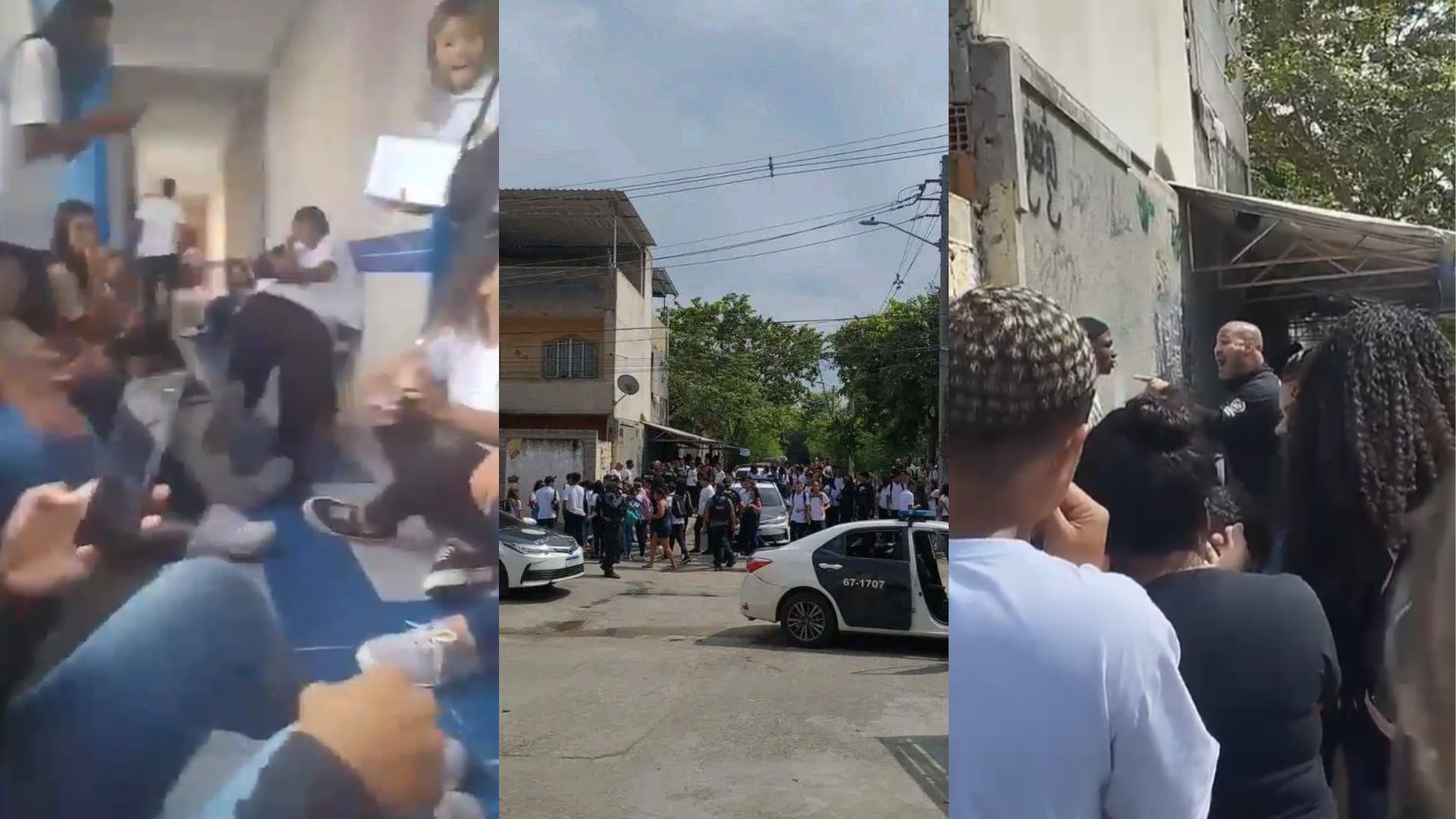 VÍdeo: Tiroteio entre polícia e criminosos causa pânico em escola no RJ