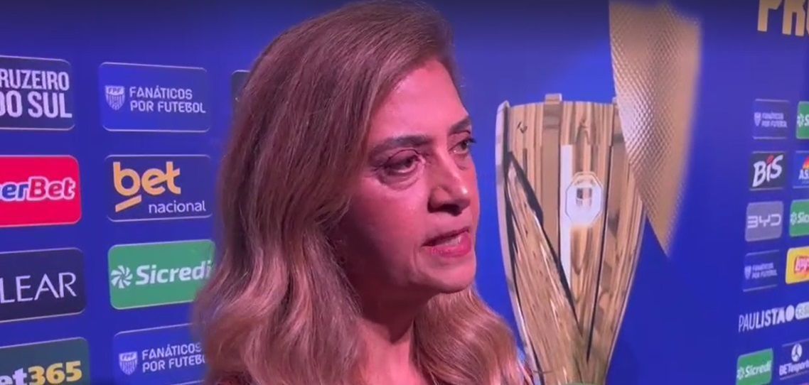 Leila Pereira durante entrevista realizada antes da cerimônia de premiação do Campeonato Paulista