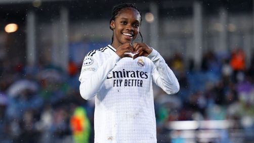 Linda Caicedo comemora gol do Real Madrid sobre o Arsenal na Champions League Feminina