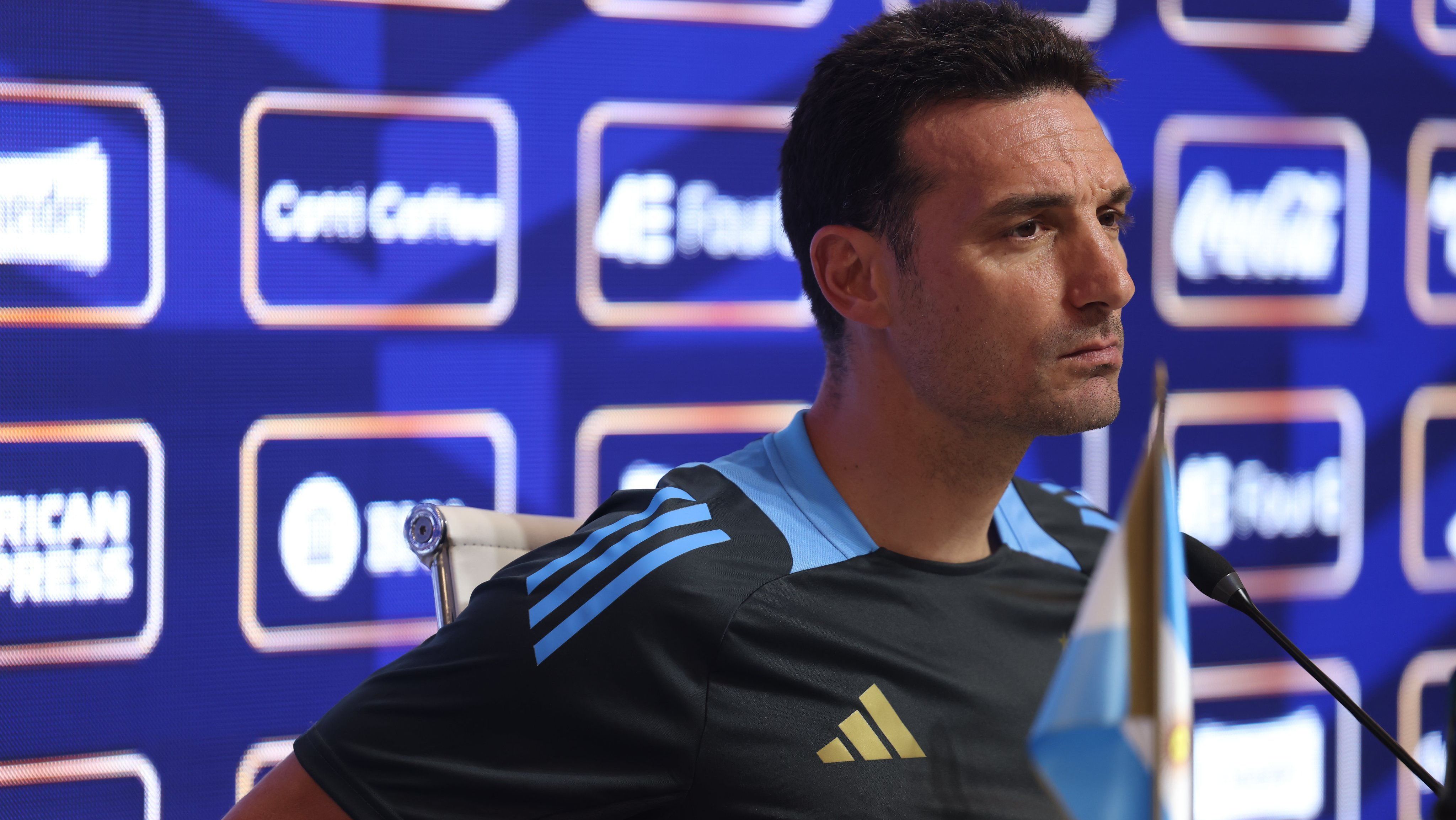 Lionel Scaloni, técnico da Argentina, em coletiva de imprensa