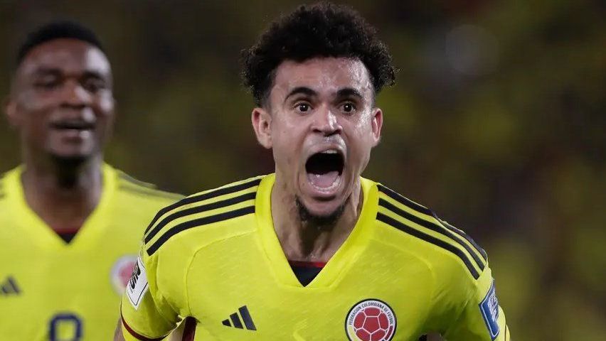 Luis Díaz, da Colômbia, comemora gol contra o Brasil • Foto: Reprodução/ Sofascore
