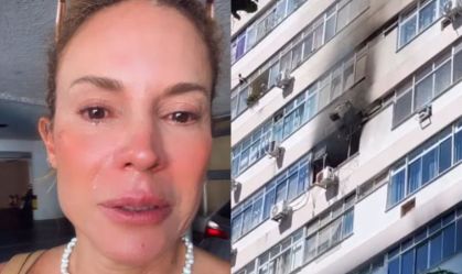 Maíra Charken chora ao contar que seu apartamento pegou fogo