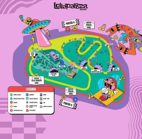 Mapa e infraestrutura do Lollapalooza Brasil 2025 • Divulgação
