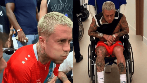 No vídeo, ele mostra o momento da colisão com o outro jogador e os momentos de seu atendimento, tanto na quadra, quanto no hospital