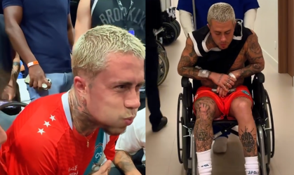 No vídeo, ele mostra o momento da colisão com o outro jogador e os momentos de seu atendimento, tanto na quadra, quanto no hospital