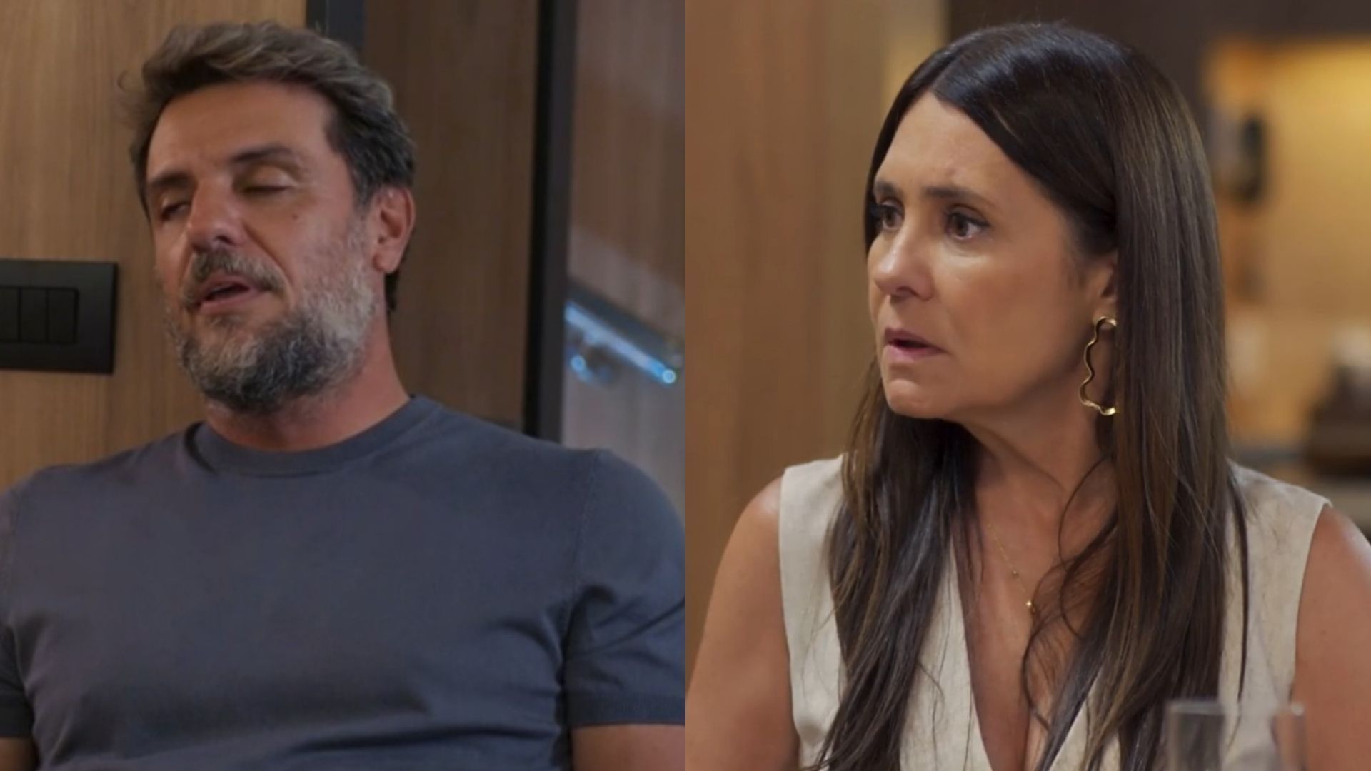 Molina (Rodrigo Lombardi) e Mércia (Adriana Esteves) em "Mania de Você"