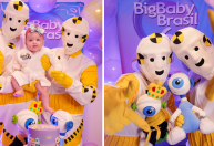 Ex-BBBs Andressa e Nasser celebram 6 meses da filha fantasiados de Dummies