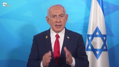 Premiê israelense Benjamin Netanyahu em discurso televisionado.